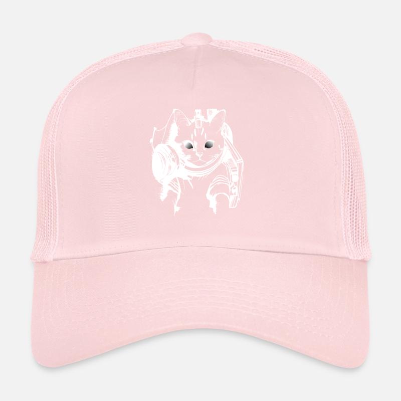 DJ Chat en blanc Casquette trucker 