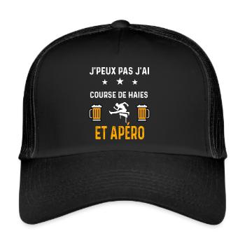 je peux pas j'ai course de haies et apéro sport - Casquette trucker  - noir/noir - Devant