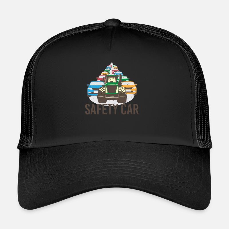 Bauern Farmer Traktorfahrer Feldarbeiter Safty Car - Trucker Cap - Schwarz/Schwarz