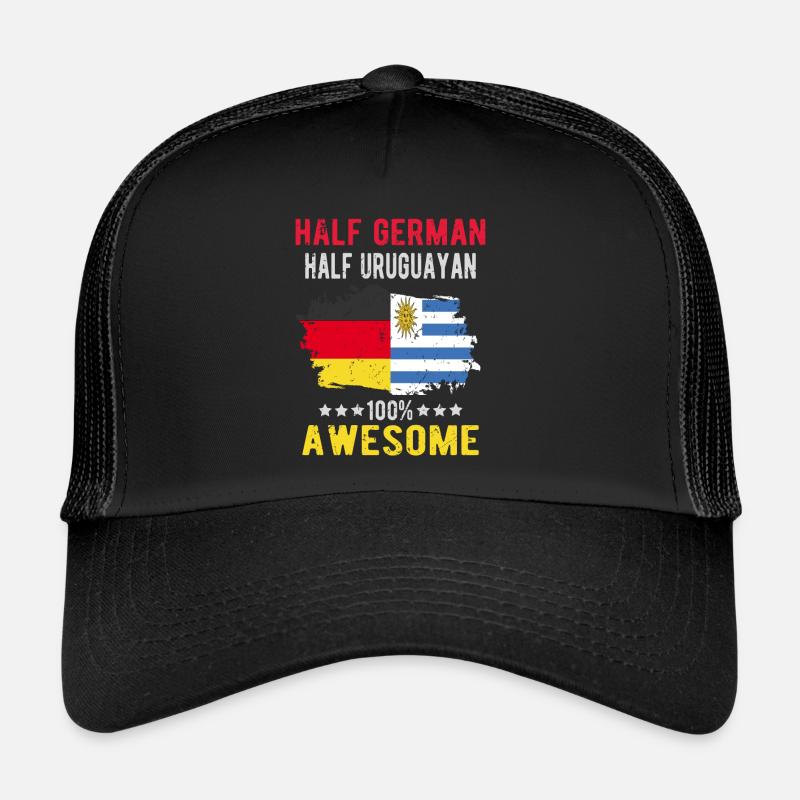 Halb Deutsch Halb Uruguayer - Trucker Cap - Schwarz/Schwarz