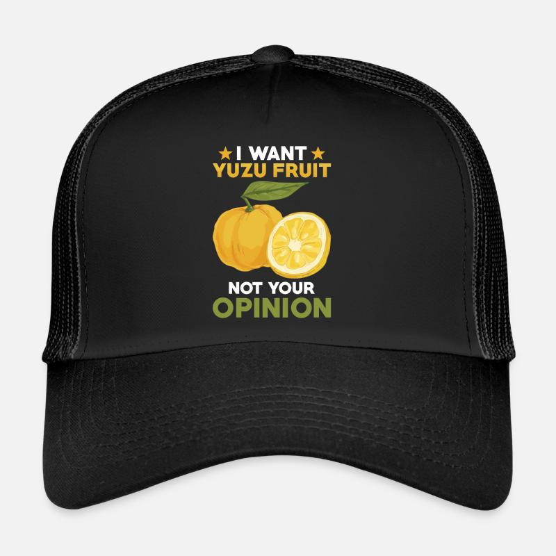 Yuzu Frucht Spruch - Trucker Cap - Schwarz/Schwarz