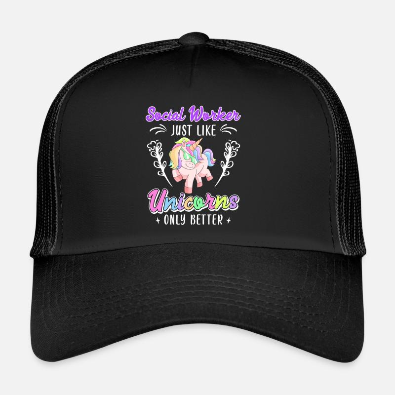 Wie Einhörner nur besser Sozialarbeiterin - Trucker Cap - Schwarz/Schwarz