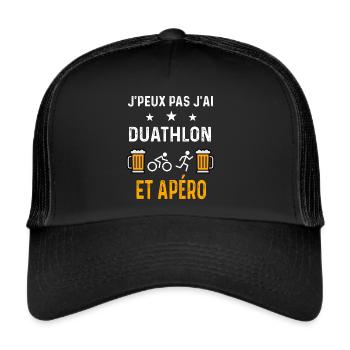 je peux pas j'ai duathlon et apéro duathlon - Casquette trucker  - noir/noir - Devant