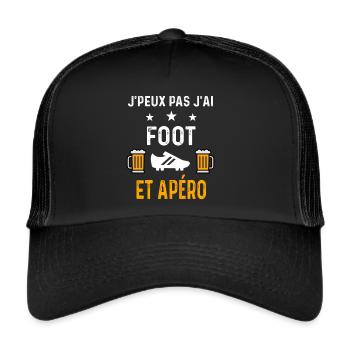 je peux pas j'ai foot crampons et apéro football - Casquette trucker  - noir/noir - Devant