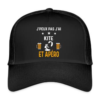 je peux pas j'ai kite et apéro kite - Casquette trucker  - noir/noir - Devant