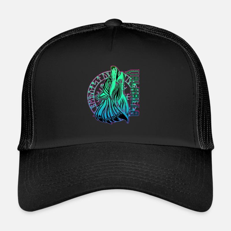 Valhalla Wolf Odin Runes Nordic Compass Trucker Cap