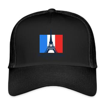 Love Paris Souvenir Fête Nationale France - Casquette trucker  - noir/noir - Devant