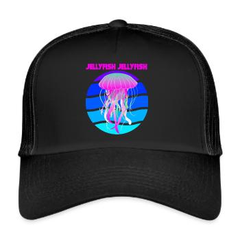 Jellyfish Underwater Ocean Life Fish Marine Animals - Trucker Cap - black/black - Front