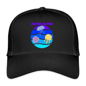 Jellyfish Sea Underwater Ocean Animals Fish - Trucker Cap - black/black - Front