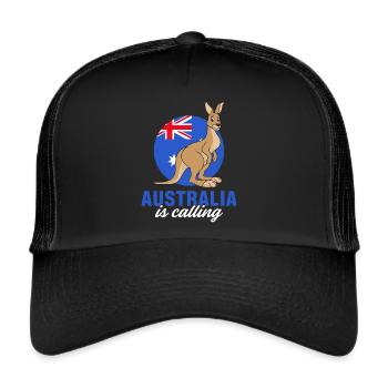 Kangaroo Australia calls outback flag cute K - Trucker Cap - black/black - Front