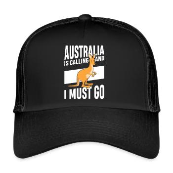 Australia calls Kangaroo Outback Cute Kangaroos - Trucker Cap - black/black - Front