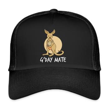 Cute Kangaroo G'day Mate Kangaroos Australia - Trucker Cap - black/black - Front