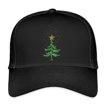 Weihnachtsbaum Christbaum Weihnachtsstern - Trucker Cap - Schwarz/Schwarz - Vorne