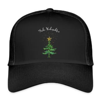 Frohe Weihnachten Weihnachtsbaum Weihnachtsstern - Trucker Cap - Schwarz/Schwarz - Vorne