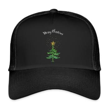 Joyeux sapin de Noël Poinsettia - Casquette trucker  - noir/noir - Devant