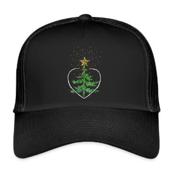 Christmas tree heart Christmas tree poinsettia - Trucker Cap - black/black - Front