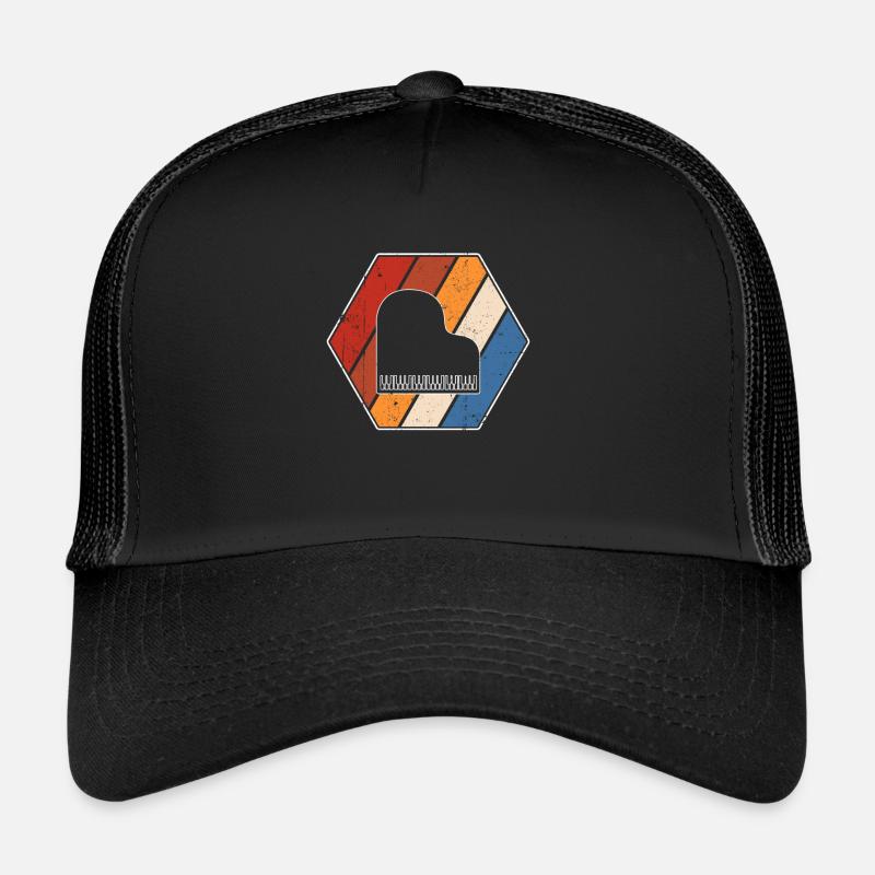 Klavier Retro - Trucker Cap - Schwarz/Schwarz