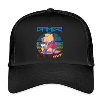 Jeux vidéo amusants de joueur nés pour jouer au jeu rétro - Casquette trucker  - noir/noir - Devant