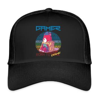 Jeux vidéo amusants de joueur nés pour jouer au jeu rétro - Casquette trucker  - noir/noir - Devant