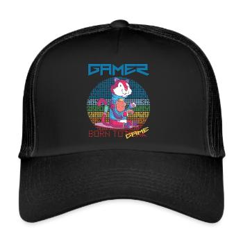 Jeux vidéo Drôle de joueur né pour jouer Jeu Rétro - Casquette trucker  - noir/noir - Devant