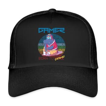 Jeux vidéo Drôle de joueur né pour jouer Jeu Rétro - Casquette trucker  - noir/noir - Devant