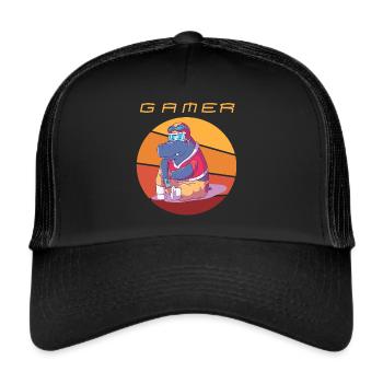 Gamer Retro Jeux Vidéo Vintage Funny Gaming Conso - Casquette trucker  - noir/noir - Devant