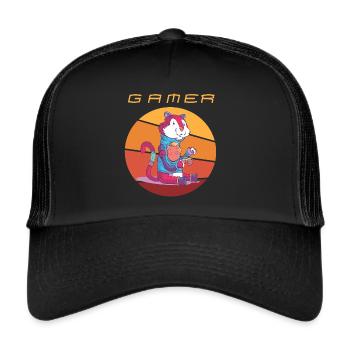 Gamer Retro Jeux Vidéo Jeux Vintage Funny Consol - Casquette trucker  - noir/noir - Devant