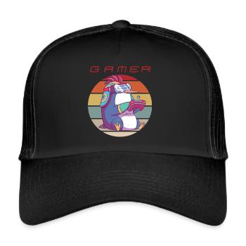 Jeux vidéo drôles Jeux de console rétro Penguin Jeu - Casquette trucker  - noir/noir - Devant