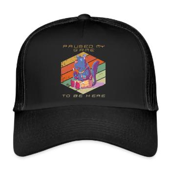 Video Games Paused My Game Retro Gaming Funny Game - Trucker Cap - black/black - Front