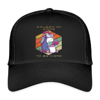 Video Games Gamer Paused My Game Retro Gaming Peng - Trucker Cap - black/black - Front