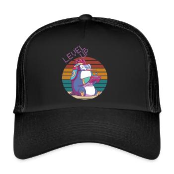 Level Up Gamer Retro Video Games Retro Gaming Peng - Trucker Cap - black/black - Front
