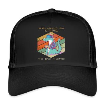 Video Games Gamer Paused My Game Retro Gaming Croc - Trucker Cap - black/black - Front