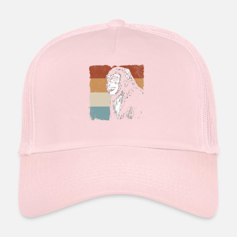 Monkey Chimpanzee Orangutan Monkey - Retro Monkey Trucker Cap