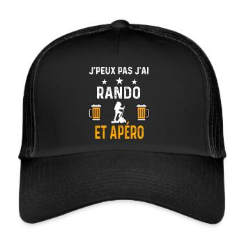je peux pas j'ai rando et apéro rando - Casquette trucker  - noir/noir - Devant