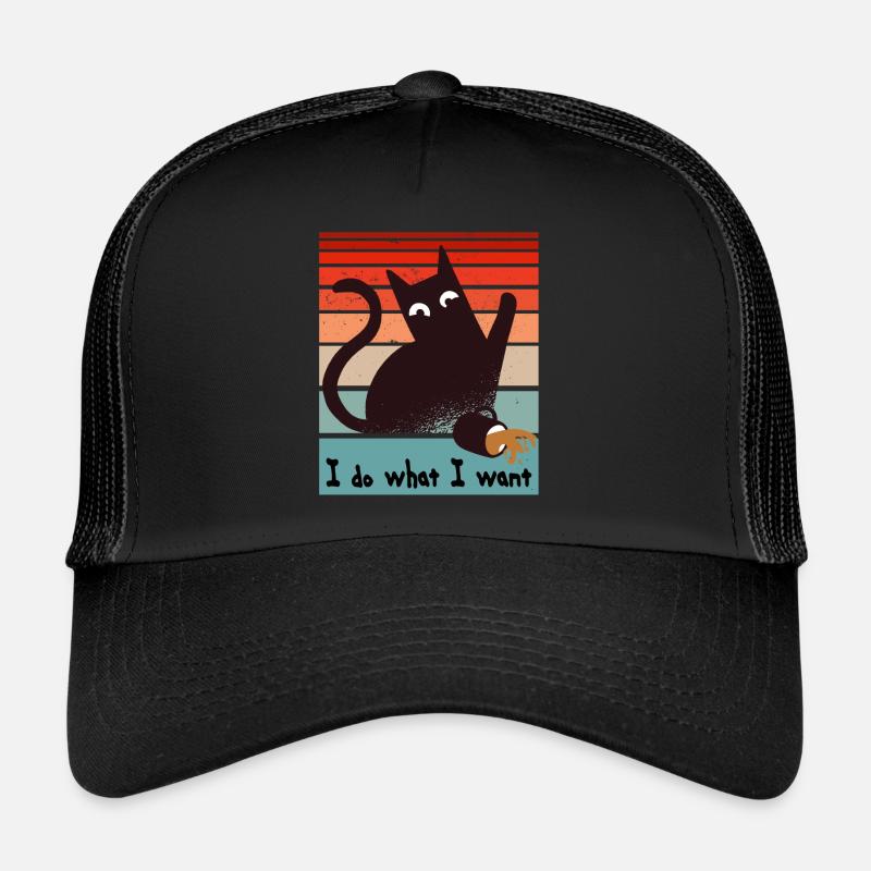 Je fais ce que je veux. Drôle de chat enterré - Casquette trucker  - noir/noir