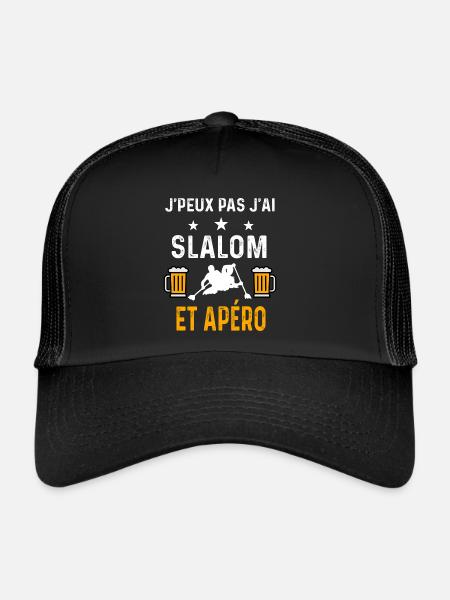 je peux pas j'ai slalom et apéro slalom - Casquette trucker  - noir/noir - Devant