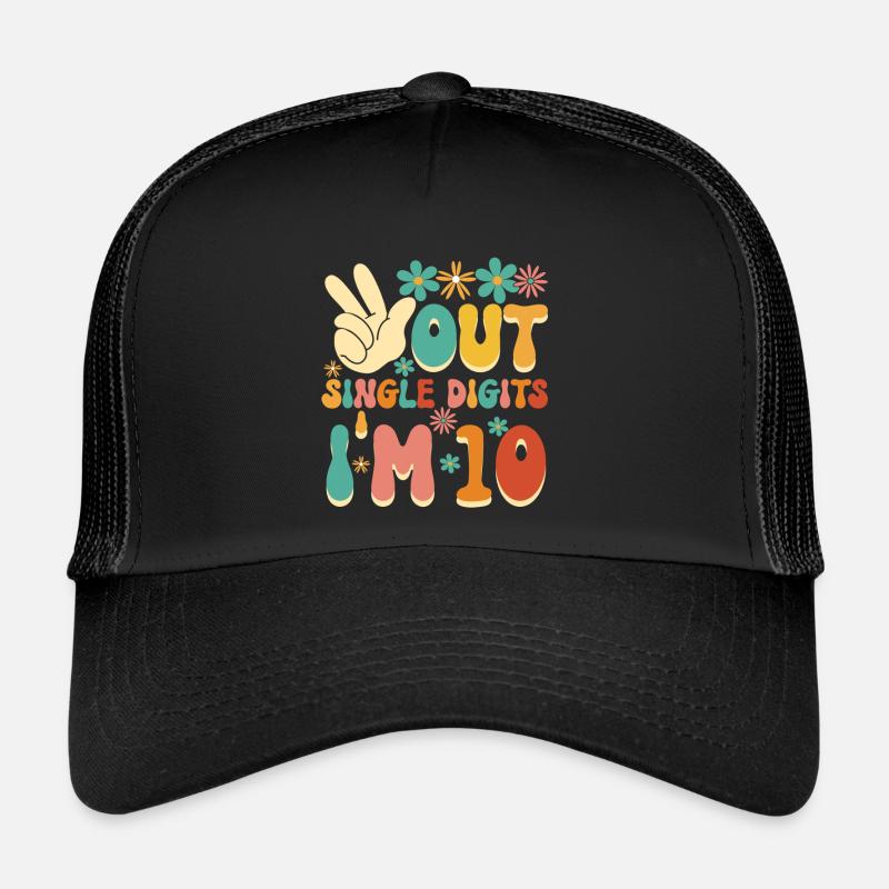 Peace Out Single Digits I'm 10 Flower 10th Trucker Cap