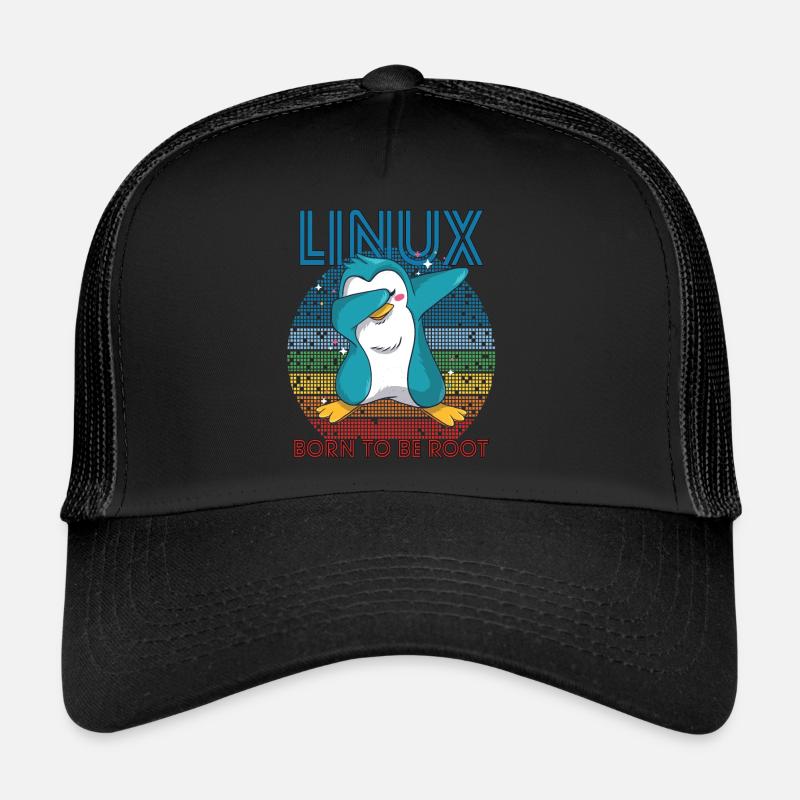 Born To Be Root Retro Penguin Linux Nerd Programme Trucker Cap