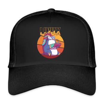 Gamer Linux Root Cool Penguin Nerd Game Programmer - Trucker Cap - black/black - Front