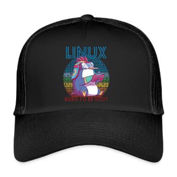 Linux Gamer Penguin Root Party Geek Programmer Adm - Trucker Cap - black/black - Front