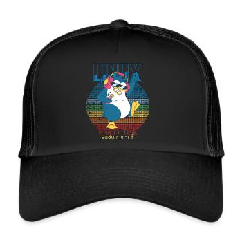 Linux Party Sudo Root Geek Admin Penguin Nerd Prog - Trucker Cap - black/black - Front