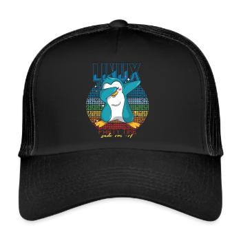 Linux Party Sudo Root Geek Cute Penguin Nerd Progr - Trucker Cap - black/black - Front