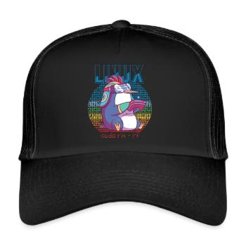 Linux Gamer Sudo Root Geek Admin Penguin Nerd Prog - Trucker Cap - black/black - Front