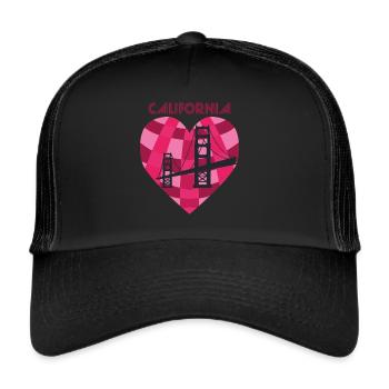 San Francisco Heart Golden Gate Bridge Liebe Kalif - Trucker Cap - Schwarz/Schwarz - Vorne