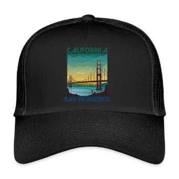 California San Francisco Holiday Golden Gate Brid - Trucker Cap - black/black - Front