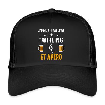 je peux pas j'ai twirling et apéro twirling - Casquette trucker  - noir/noir - Devant
