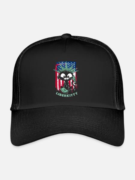Chat Statue de la Liberté Liberkitty - Casquette trucker  - noir/noir - Devant