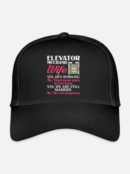 Elevator Elevator System Technician Woman Elevator Elevator - Trucker Cap - black/black - Front