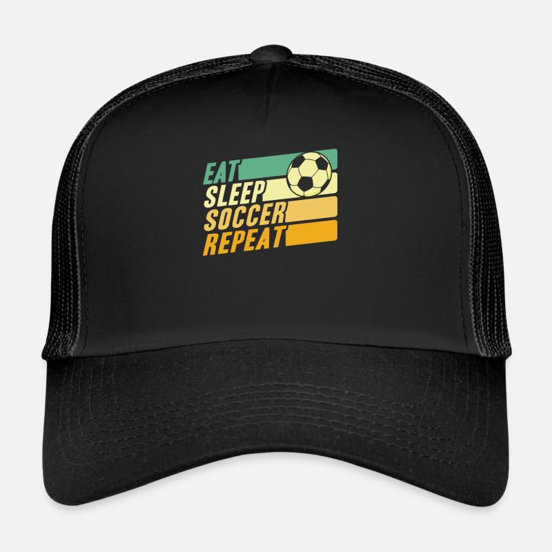 Eat Sleep Soccer Repeat - Trucker Cap - Schwarz/Schwarz