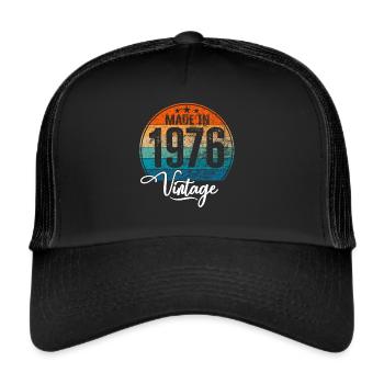 Vintage Made in 1976 Geburtsjahr 1976 Geburtstag - Trucker Cap - Schwarz/Schwarz - Vorne